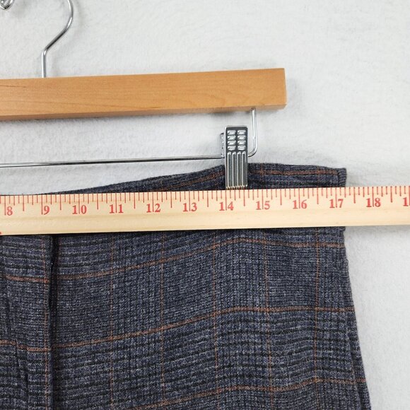 Massimo Dutti Pants Womens 10 Gray Blue Plaid Wool Blend Straight Leg Trousers - Picture 5 of 16